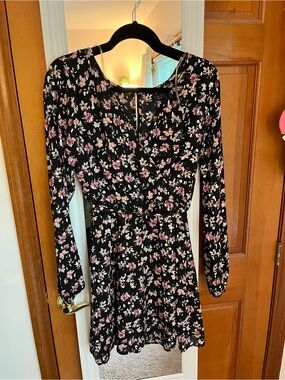 Trixxi Black Long-Sleeve Floral Fit & Flare Dress